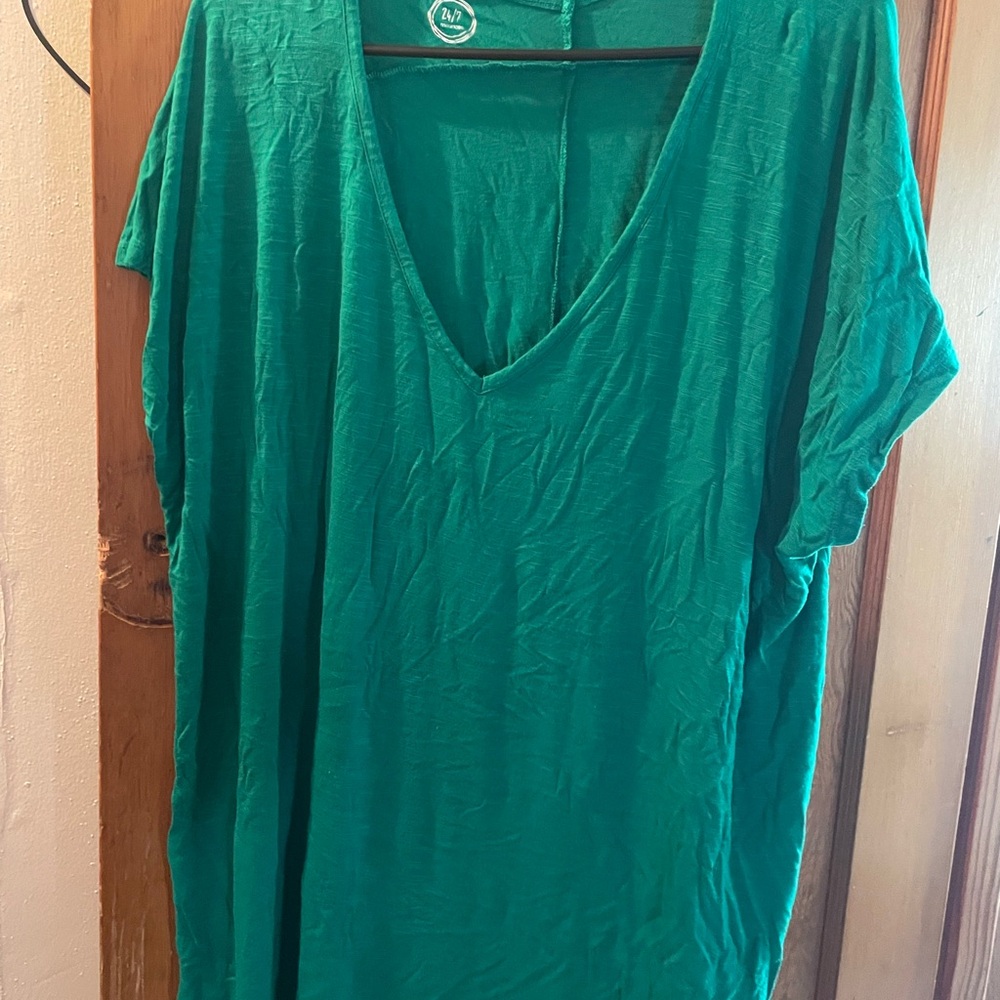 Maurices Teal V-Neck Short Sleeve Top